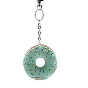 teal green plush donut keychain